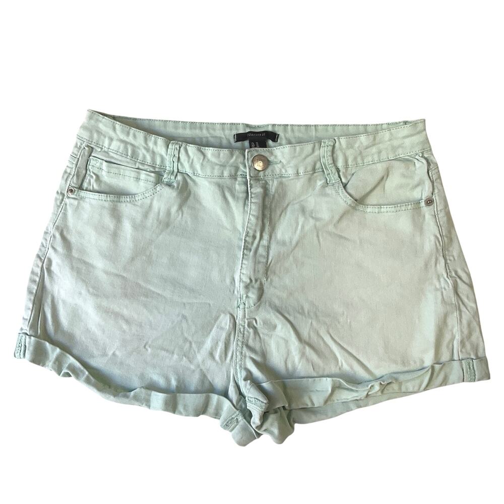 Forever 21 Women Shorts Size 31 (L) Mint Button 2" Inseam & 31” Waist Stretchy